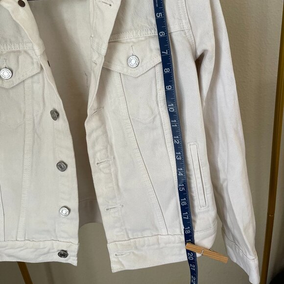 Lucky Brand XS White Tomboy Trucker Denim Jacket Summer Layer - Picture 8 of 12